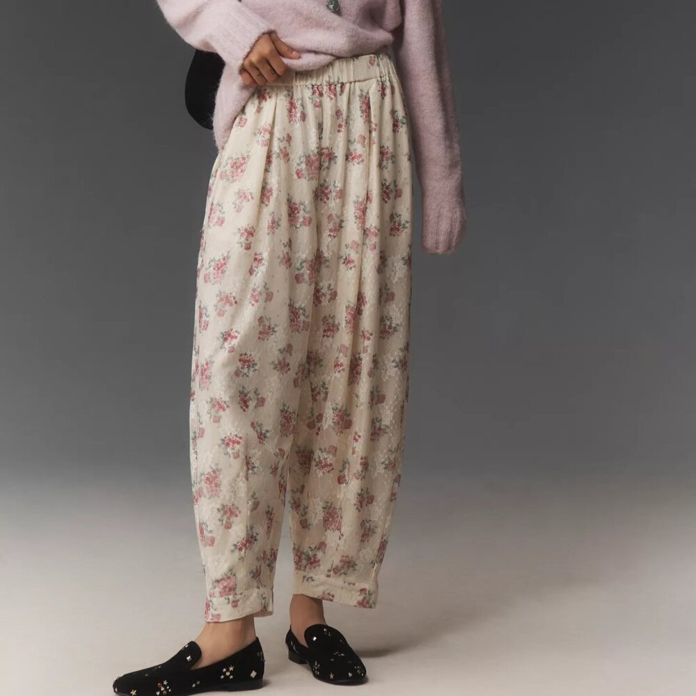 Anthropologie Maeve Floral Lace Balloon Pants